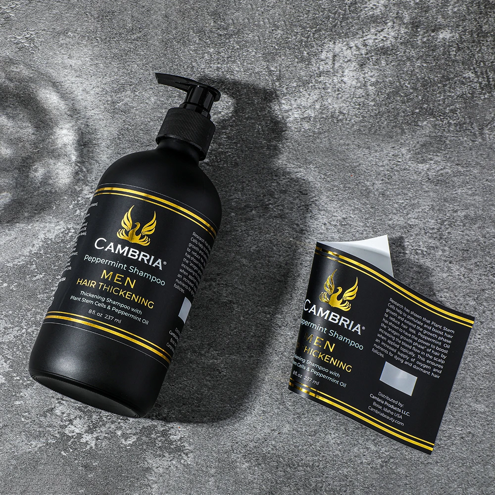 customized logo printing gold foil sticker self adhesive paper cosmetic bottle label waterproof stickers roll