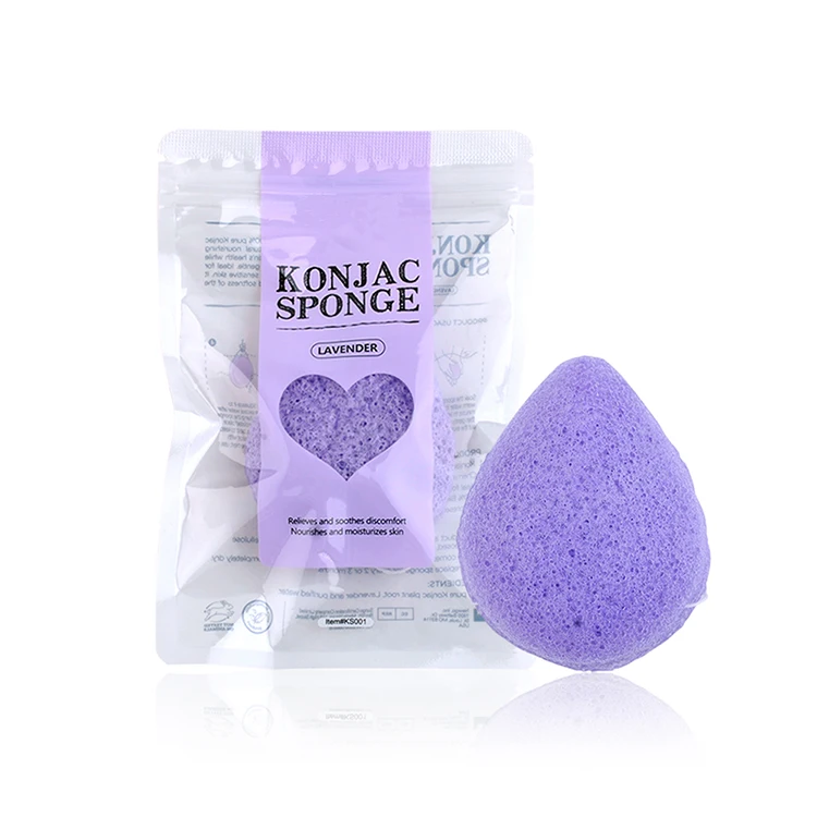 JZG Wholesale Organic 100% Natural Black Bamboo Charcoal Water Drop Shape Pure Skin Care Konjac Face Sponge For Facial Cleaning