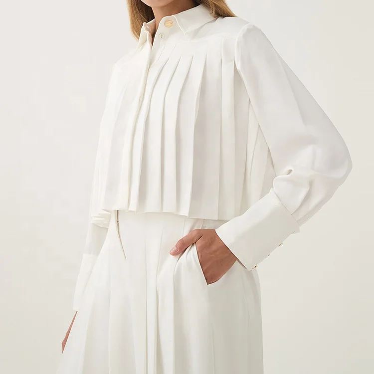 Custom Long Sleeve Cotton White Linen Blouse Manufacturer Spring Summer Lady Elegant Shirt For Women