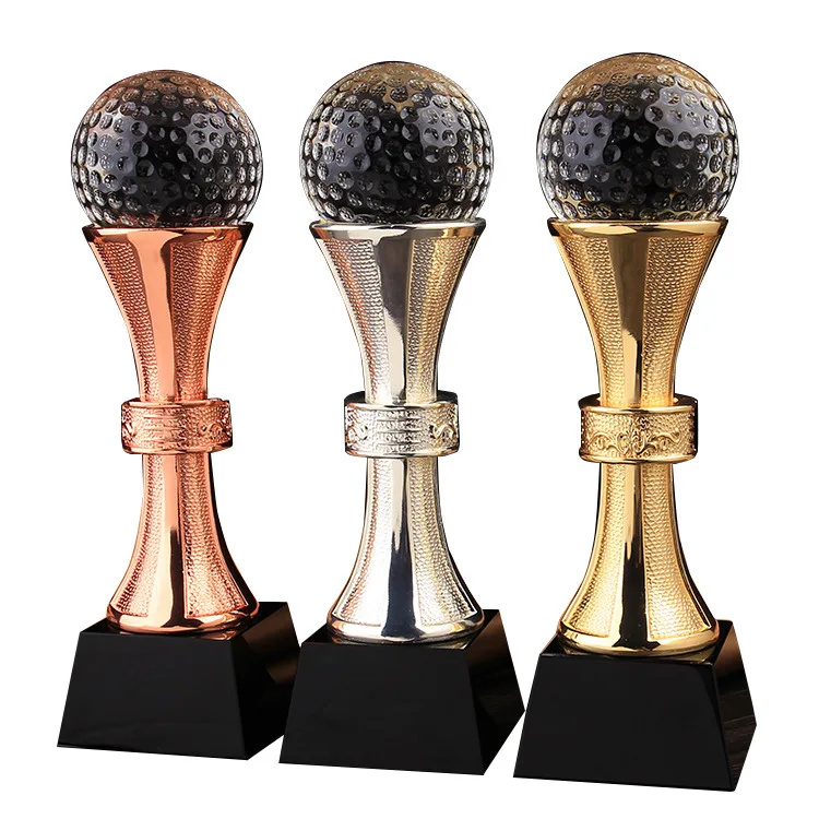 Gold silver bronze Glass Crystal football basketball Tennis Ball Sports Trophy and Award MH-NJ0232