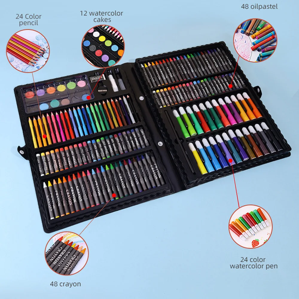 168 pcs art painting supplies with watercolor pens crayons colored pencils for beginners