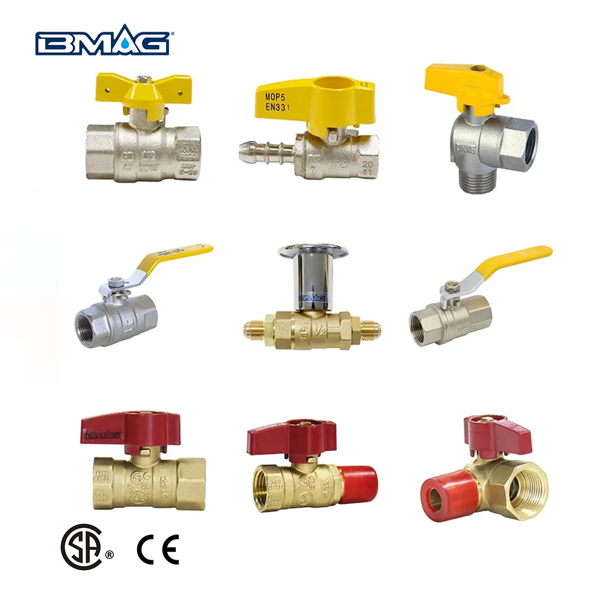 BMAG CSA CE Certificate China Gas Valve Manufacturer Durable 1/2 1/4 3/8 Inch Pn20 Female Thread Brass Gas Appliance Ball Valves