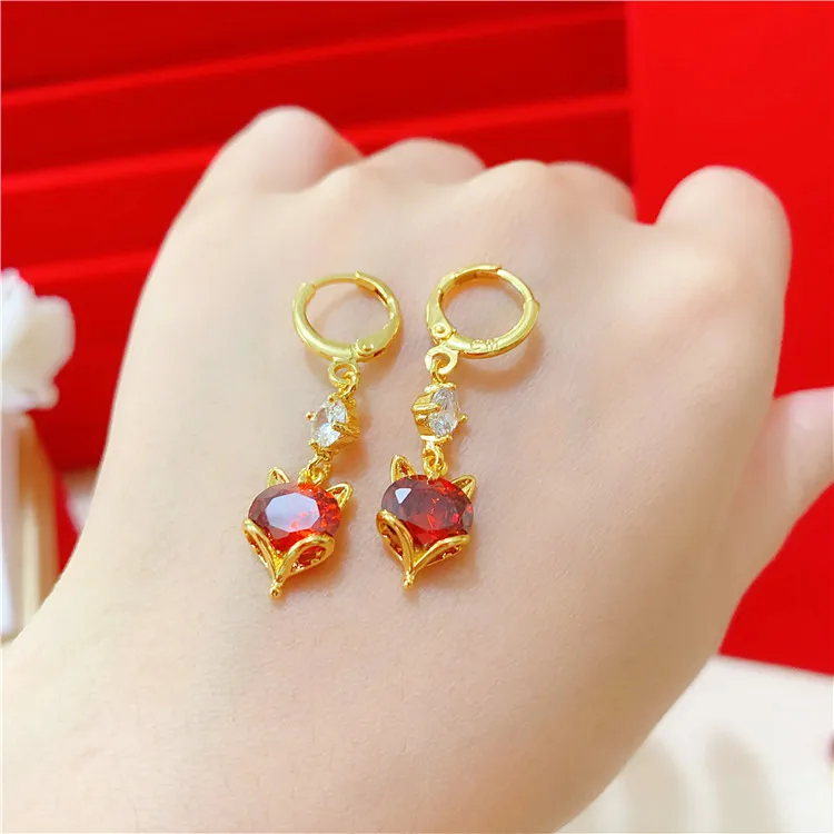 PUSHI fashionable brazilian gold jewelry fox set necklace earring ring bracelet dubai 24k gold jewelry set
