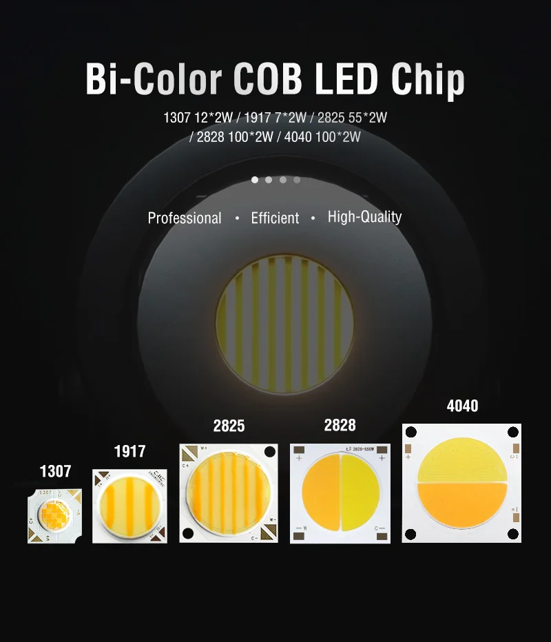 Bi-Color COB LED High CRI 98Ra COB LED Chips 200W 1200W 2400W High Power Dual color Cob for Photography Lamp