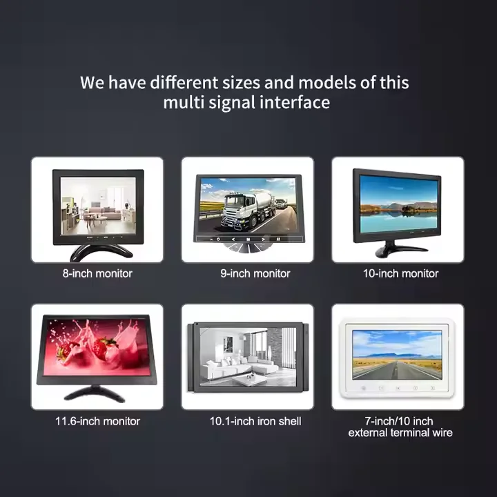 8 inch VGA H0-DMI AV BNC USB Audio in Ports Built-in Speaker HD Display for Surveillances Camera with Car Power Adapter 12-24V