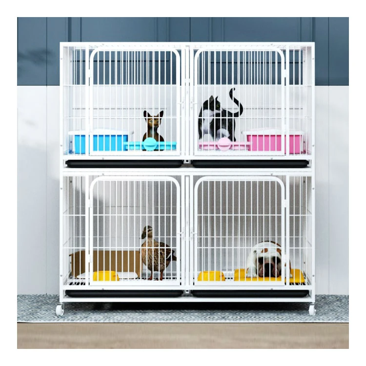 Three Story Six Door Dog Cage Dog Crate Double-layer Pet Shop Cattery Stainless Steel  Dog Playpen Breeding Pigoen