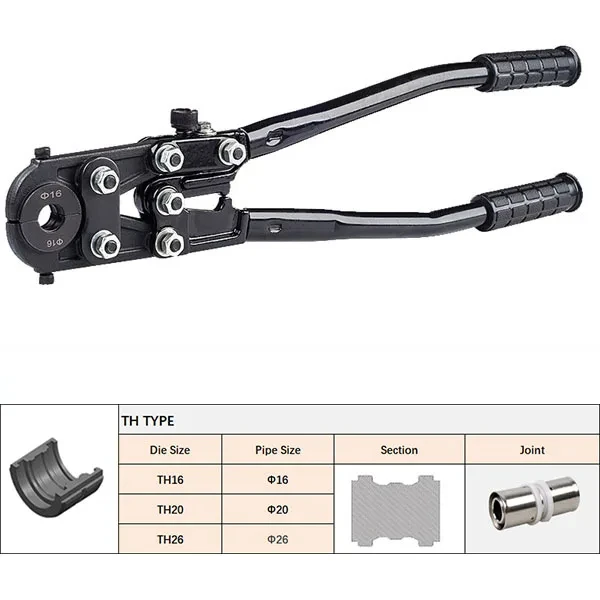 Mechanical Pipe Crimping Tool Crimping Range 16-26mm Pex Crimping Tool Pipe Fitting Tool with U and TH dies
