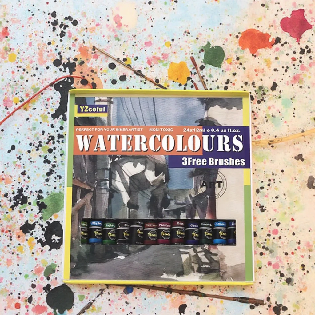 Lightfast Vibrant Colors Kit for Vivid Watercolors Painting Watercolor Paint Set - 24 X 12ml Tubes