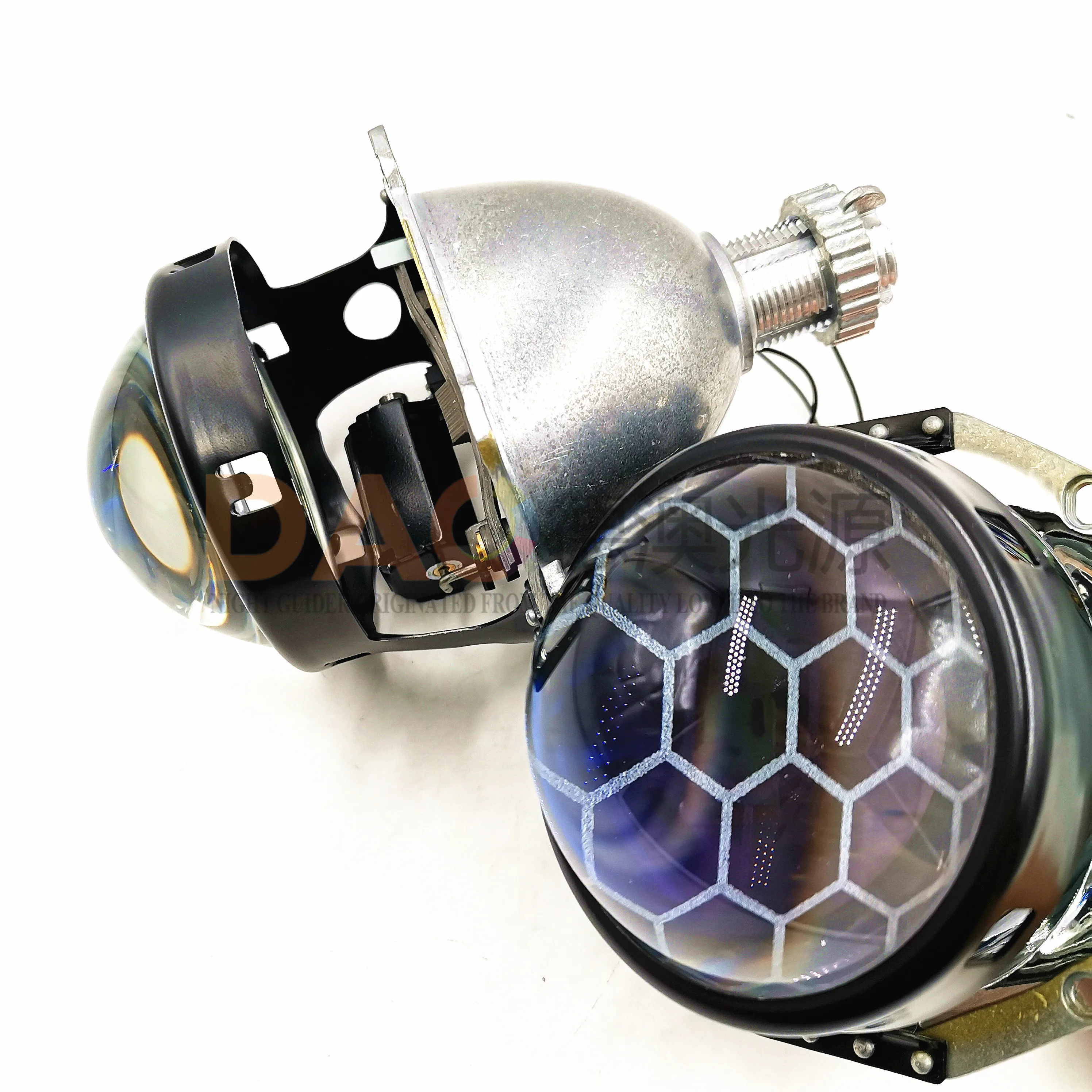 DAO super bright OEM  car headlight projector lens blue coating bi xenon football lens for auto light replacement