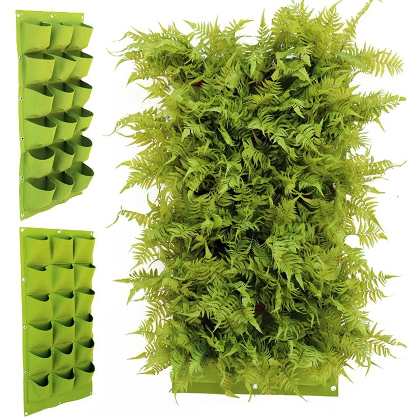 
9/18/25/36/56/81/100 Pockets Wall Hanging Planting Green Plant Grow Planter Pot Vertical Garden Grow Bag 