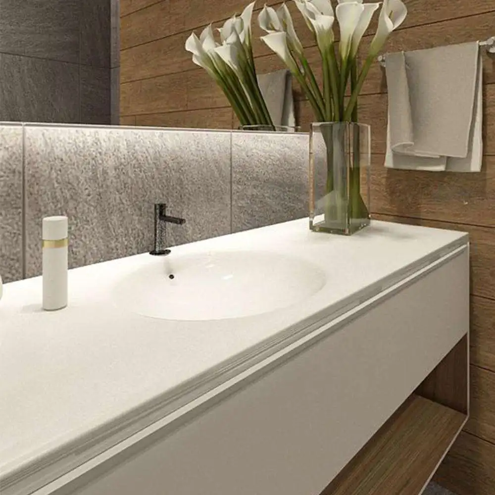 Vermont Modern Design White Lacquer and Wood Combination Used  Bathroom Vanity Cabinet