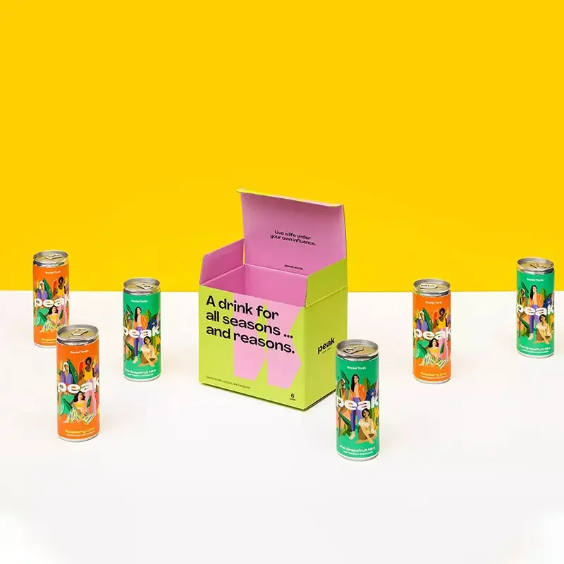 Custom Logo Cardboard 4 6 8 Pack Beverage Drink Cans Shipping Packaging Box for Juice Cans