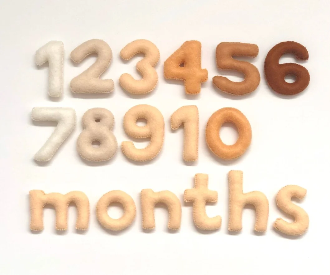 Felt Baby Milestone Numbers Months and Weeks Photo Prop Countdown Number Baby Milestone tracker