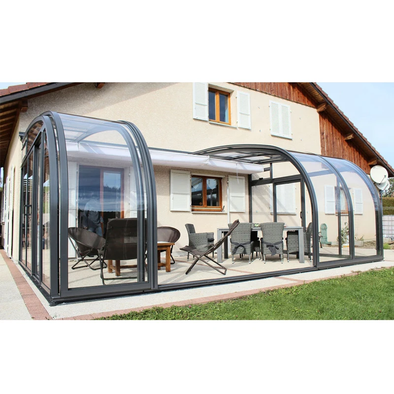 aluminum retractable pergola glass sunroom/ free standing sunroom