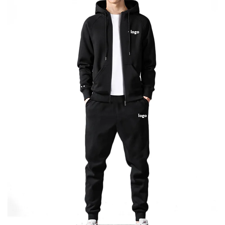 Custom logo fashion sport suit mens sweat pants hoodie set tracksuit for male hoodies with pants