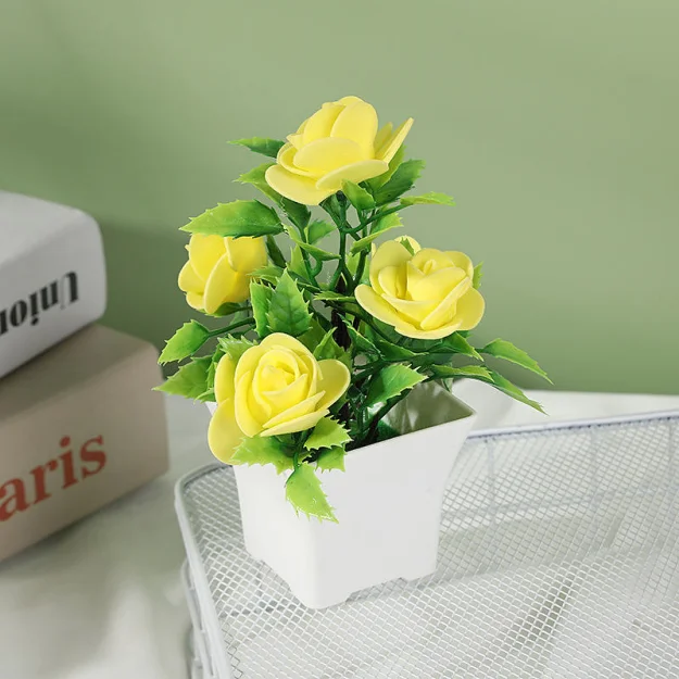 Professional Supply  Silk Rose Flowers Rose Silk Flower Bunch Bonsai Tree Real Plant