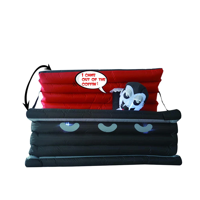 Хэллоуин надувной черный гроб восходящий Дракула вампир светодиодный свет Размер 6 футов в длину