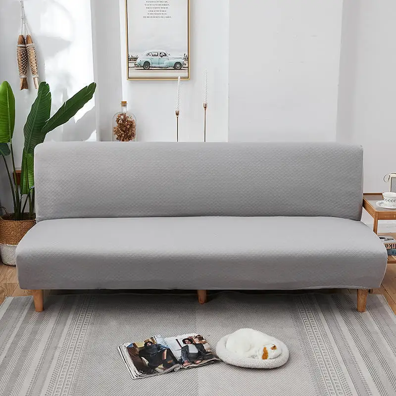 Stretch Folding Sofa Bed Cover Without Armrests Removable Machine Washable 3 Seater Armless Sofa Covers