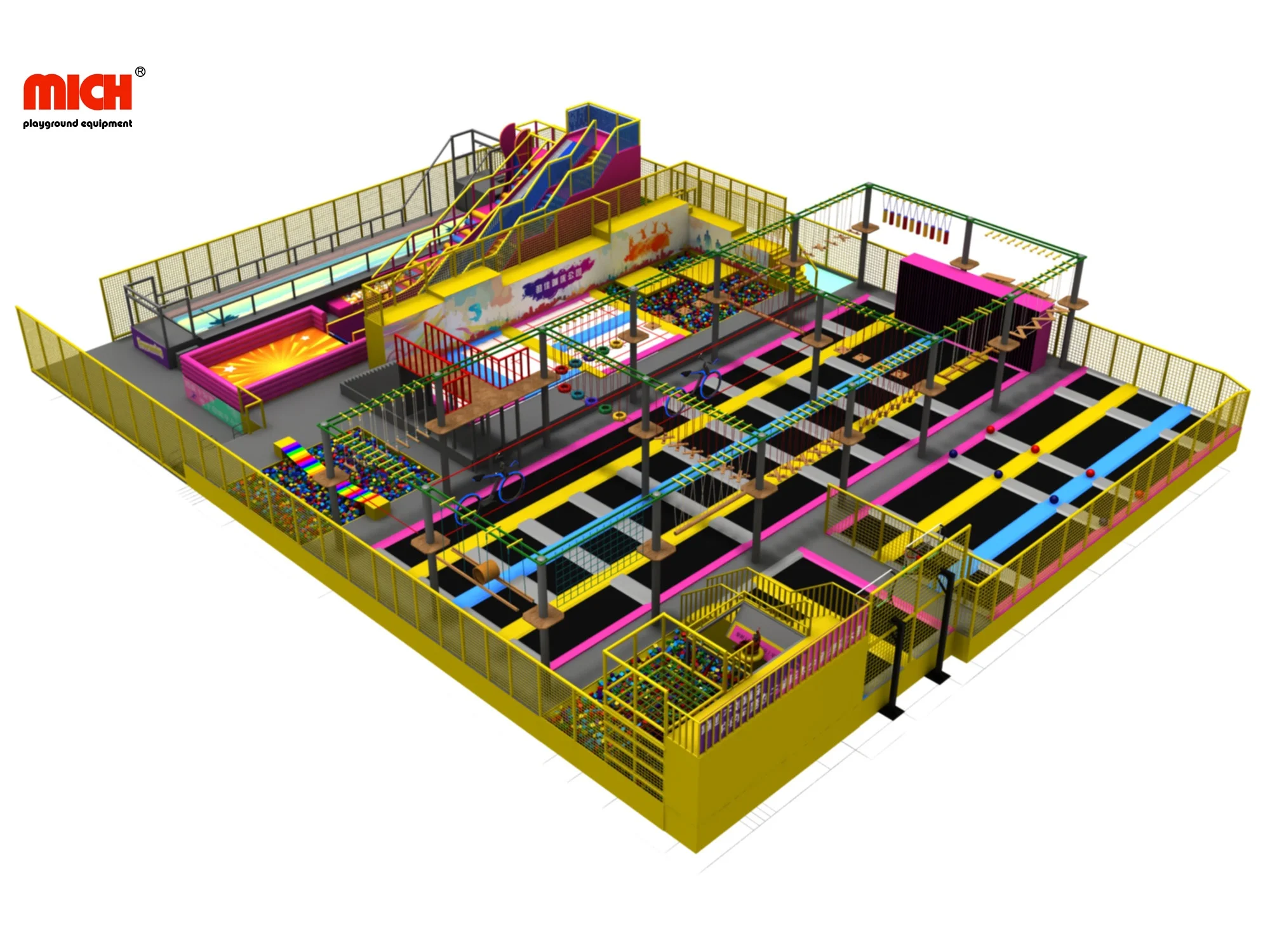 Крытый батут парк с молнией ниндзя воин небо Хождение слайды