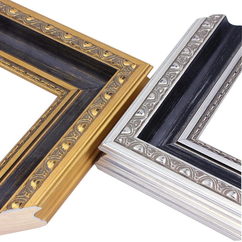 New Luxury Gold And Silver Foil Wooden Wall Painting Frame Moulding Wholesale