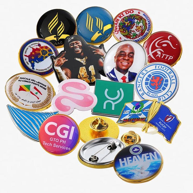 No Mold Fee Customized Pins Gold Silver Plated Resin Epoxy Pin Badge Metal Zinc Alloy 2d 3D Photo Button Pin for Souvenirs