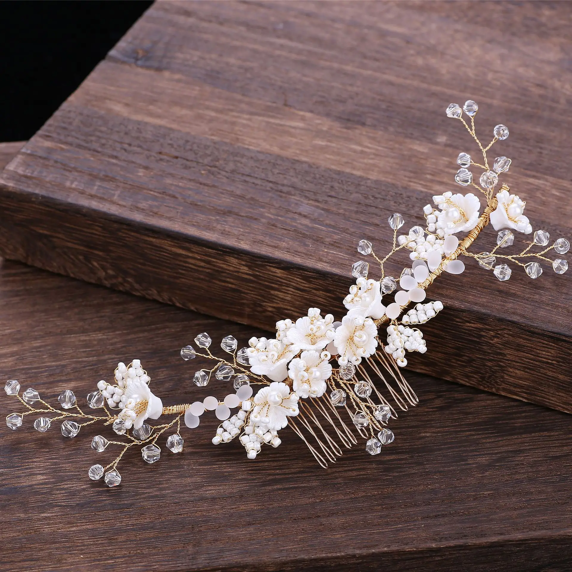 MC1001 High Quality Fashion Rhinestones Bridal Hair Combs Women Handmade Flower Headpieces Wedding Hair Jewelry