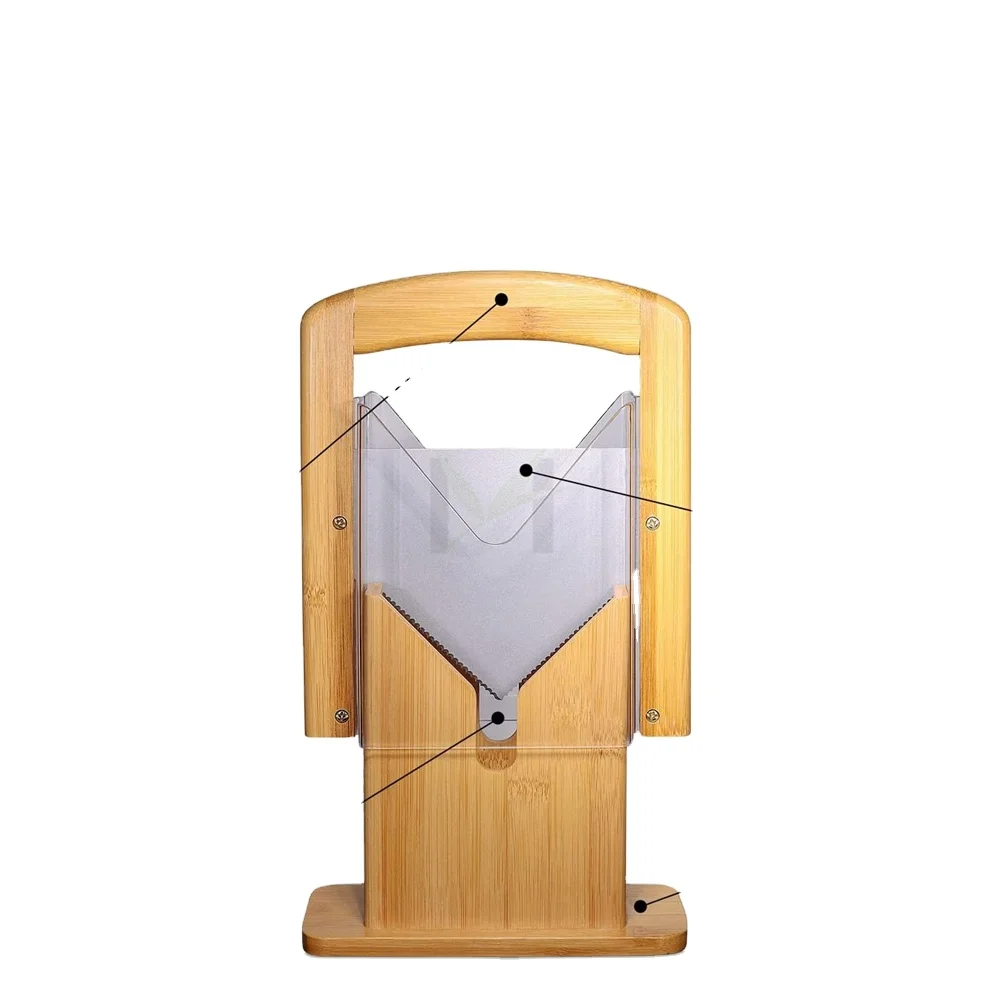 Bagel Slicer Perfect for Bagels,Natural Bamboo Bagel Slicer with Safe Grip and Guillotine Cutter, Safety Shield