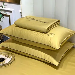 Solid Color Purple Embroidery Letter Tencel Natural Packaging Satin Mulberry Wholesale Vegan Slip Pure Silk Satin Pillowcase