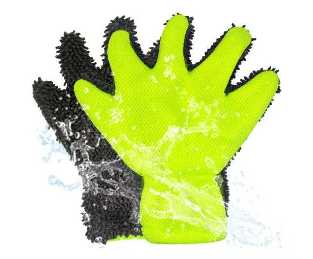 5-Finger Chenille Microfiber Wash Mitts,Interior Exterior Cleaning Gloves for Car Automotive