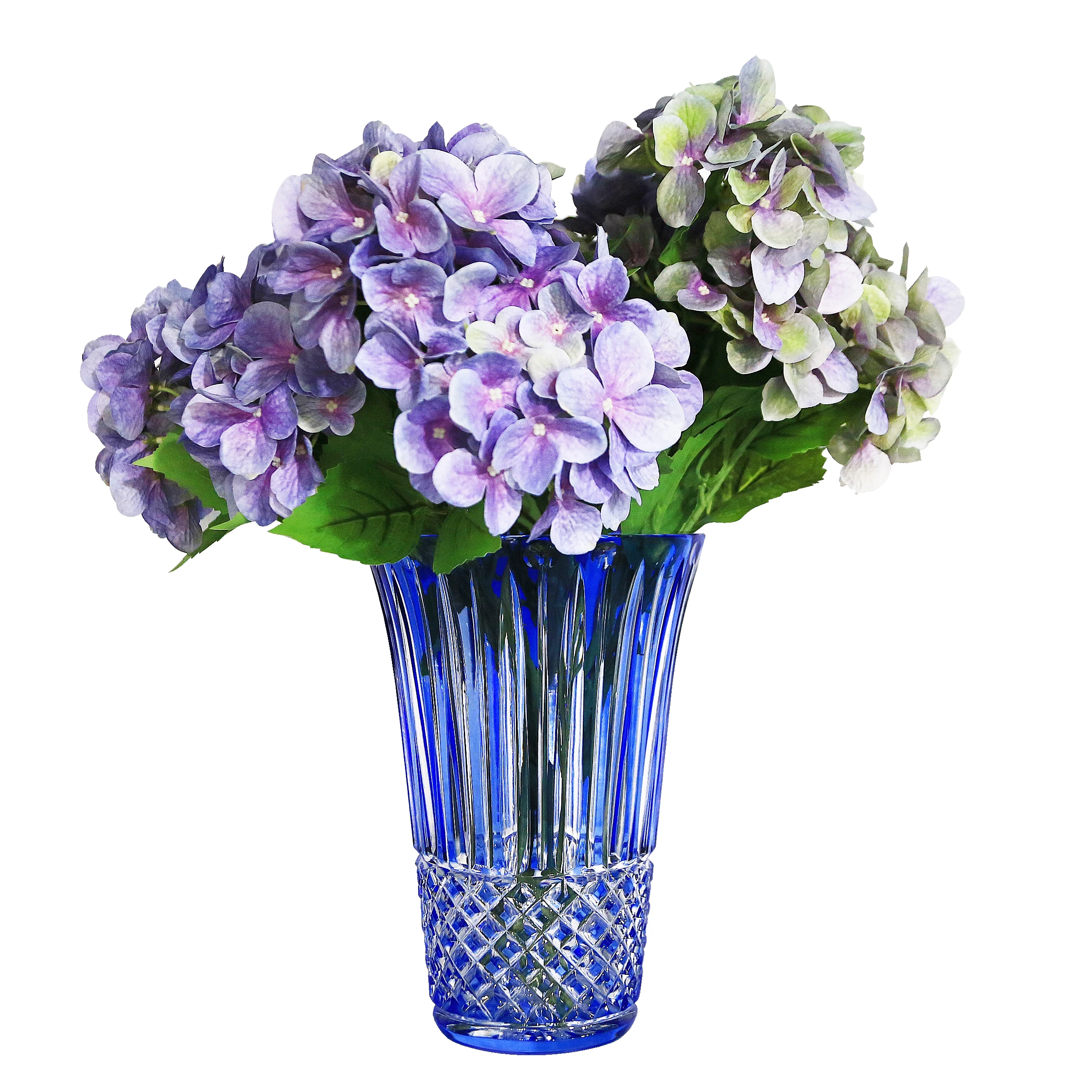 Hot selling luxury style  24% lead crystal hand cut modern  flower vase  for home decoration wedding hotel  party