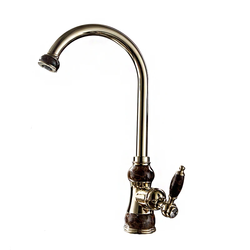 kitchen faucet Gold Brass Body kitchen Sink Faucet with Black Jade