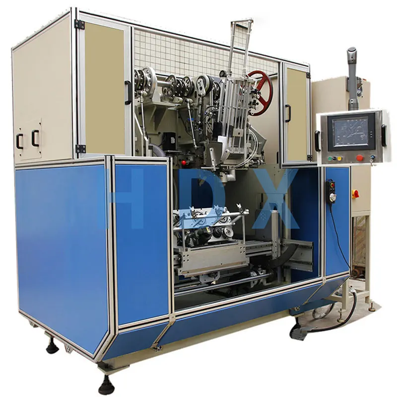 Five-axis three-head broom, hair-drilling and planting machine