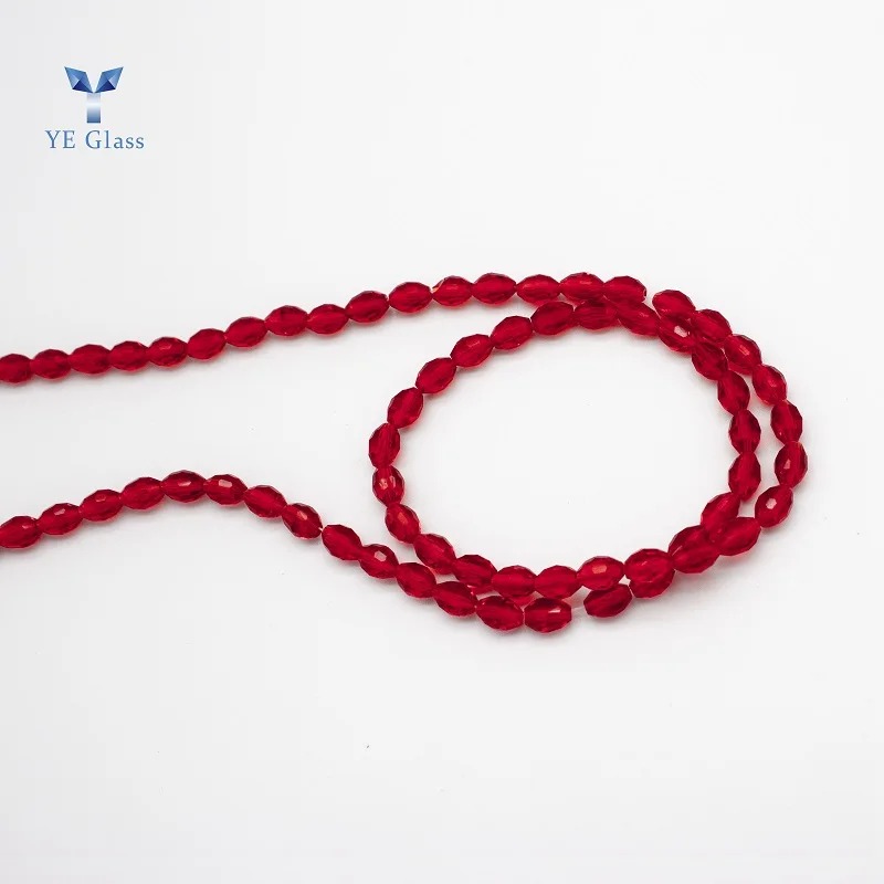 Different Sizes Oval Glass Beads Faceted Olive Crystal Bead for Jewelry Necklaces