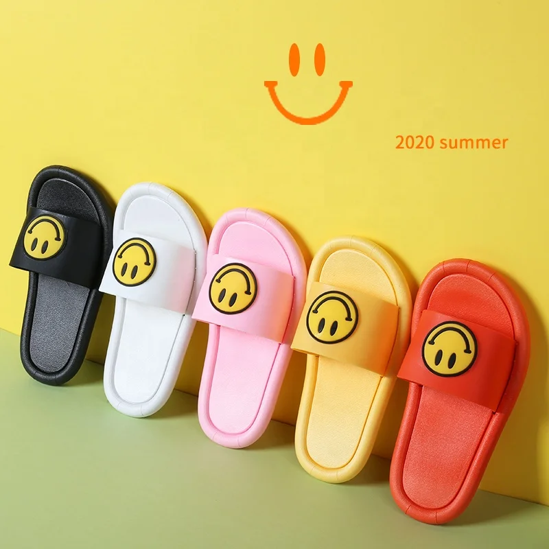 Latest Household Smile Face Slippers Lovers Shoes Summer Outdoors PVC Parent-child Family Slides Kids Sandals