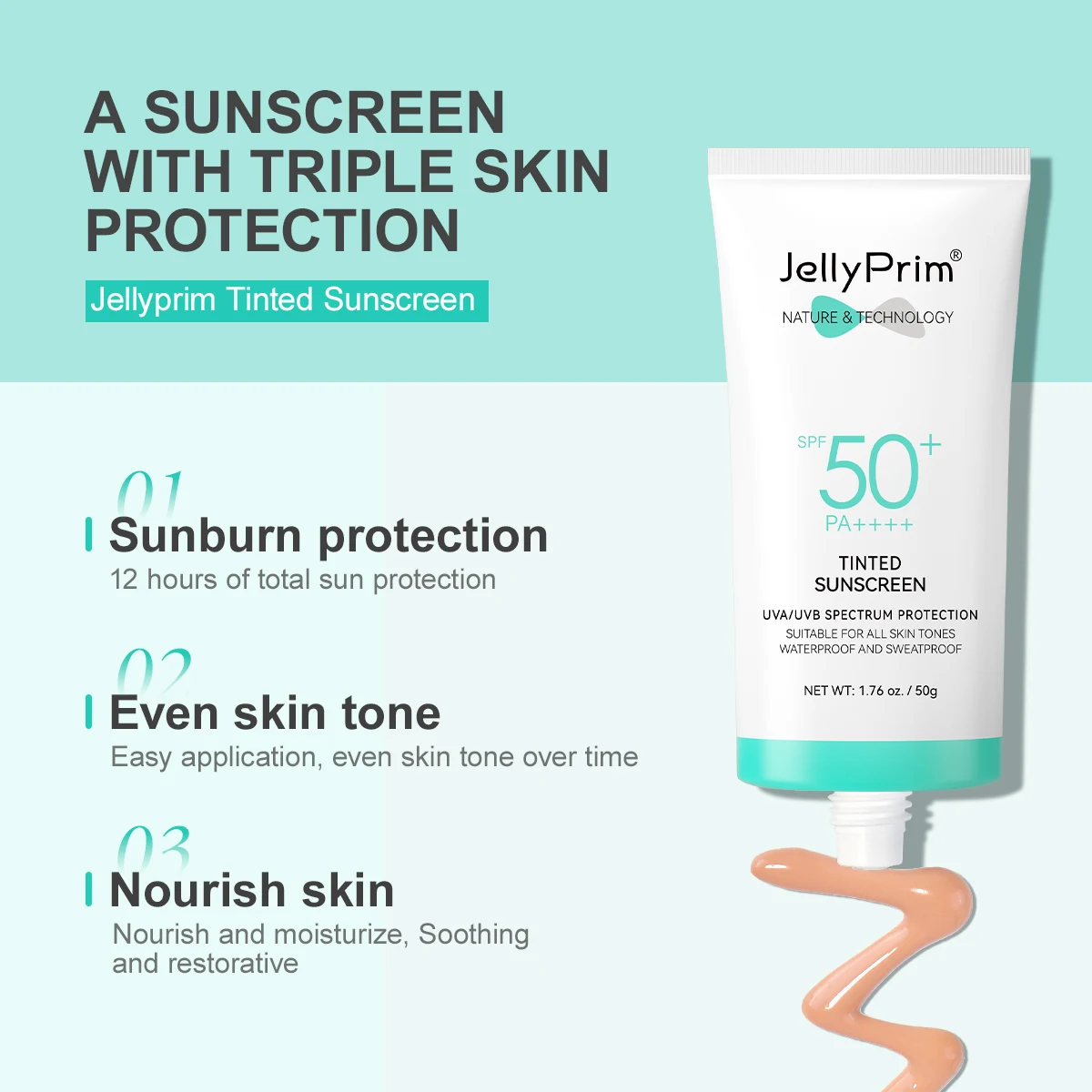 OEM tinted sunscreen Private label Natural organic Moisturizing UVA UVB Sunblock Repairing Sun Damage Sunscreen Cream