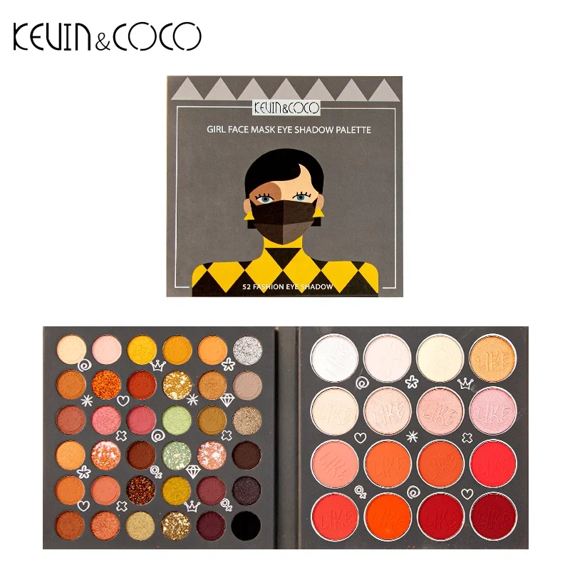 Customize Kevin&coco 52 color eyeshadow palette Cosmetics Wholesale Private Label Eyeshadow high pigment eyeshadow