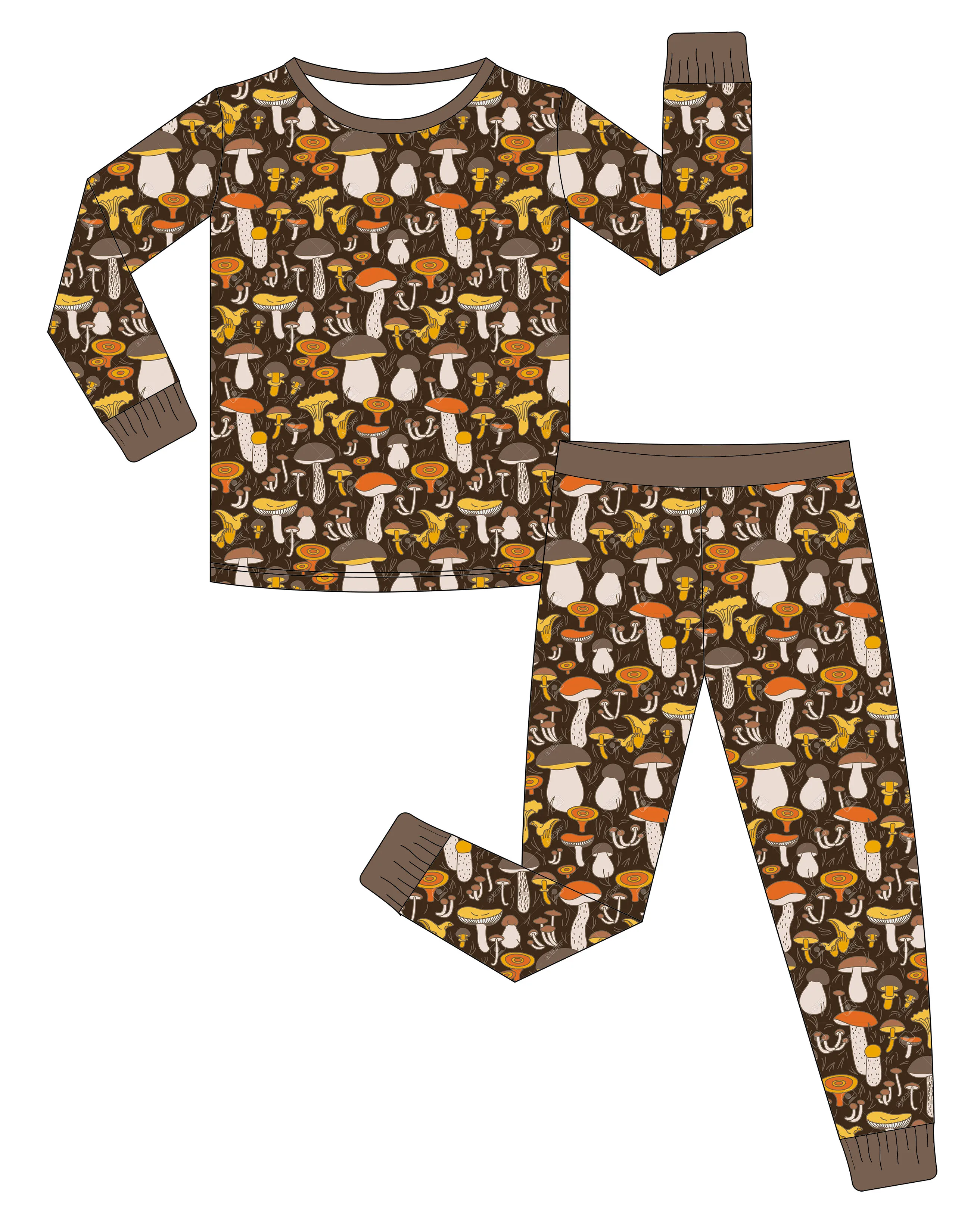 Бамбуковый комбинезон с принтом грибной тематики для малышей