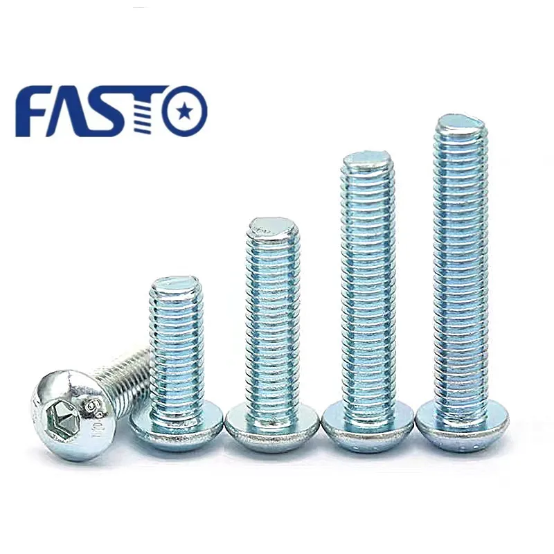 Manufacturer supply zinc plated carbon steel Hex socket Semi-Round head bolts