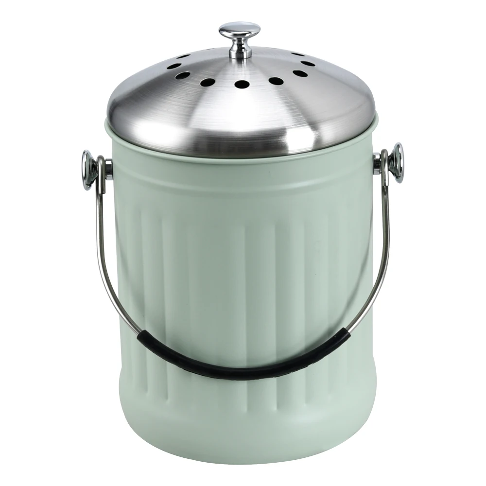 5L 1.3 gallons home apartment compost bin pail kitchen stainless steel manufacturer factory