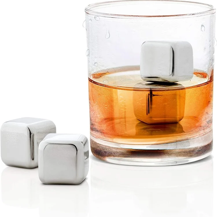 Sales OEM 4/6/8/12 Pcs 304 Stainless Steel Ice Cube Whisky Chilling Stones Reusable Ice Cube Metal Wine Beer Cooler OEM
