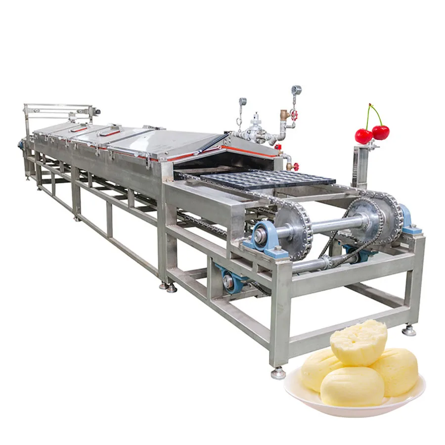 Automatic Conveyor Tunnel Steamer For Buns Steamed Cake Dumplings / Production Line