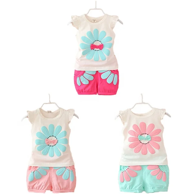 2022 bulk Wholesale new born Kids Clothing Sets boy Girl Summer organic Elegant Fashion Children Girls Boutique baby clothes set