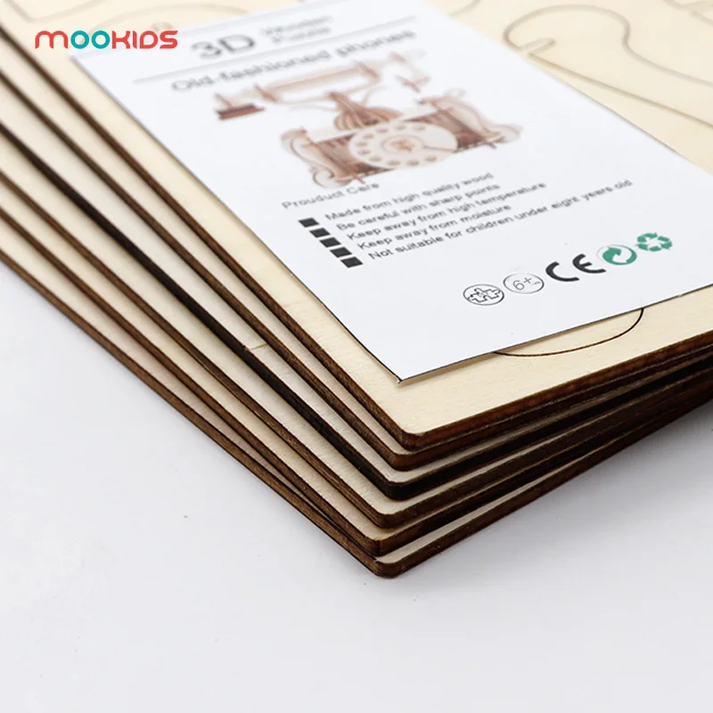 Винтажный набор телефонов Лазерная резка детские креативные игрушки 3d модели деревянные головоломки