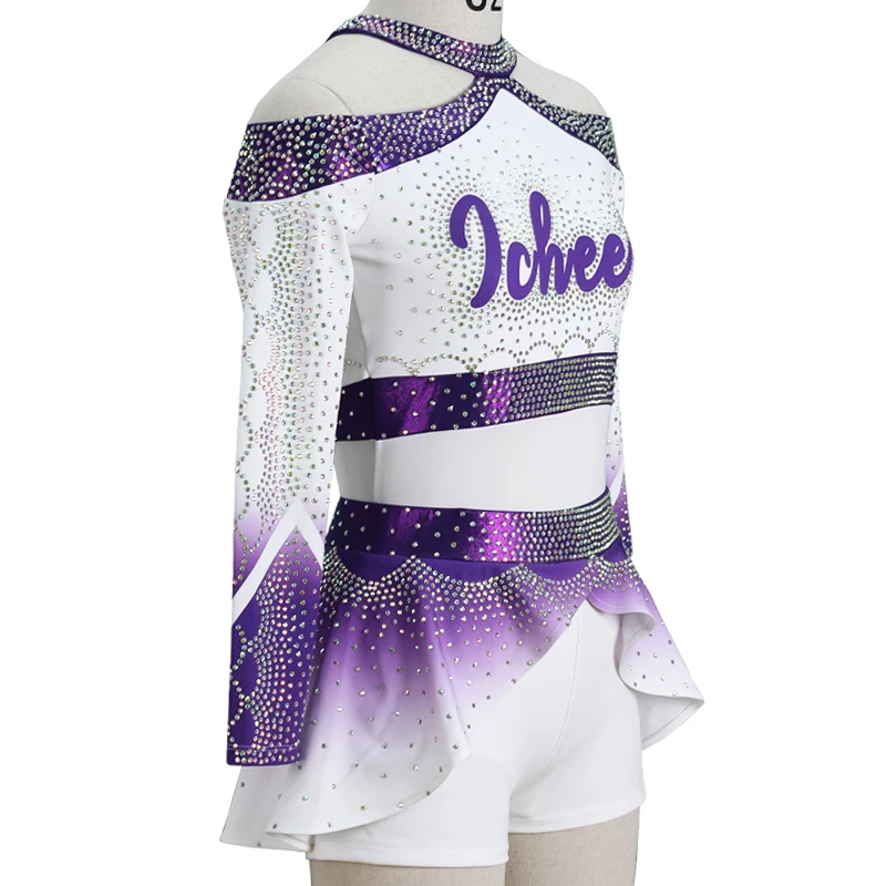 2022 Latest crop top custom design all stars competition long sleeve cheer costume cheerleading uniforms