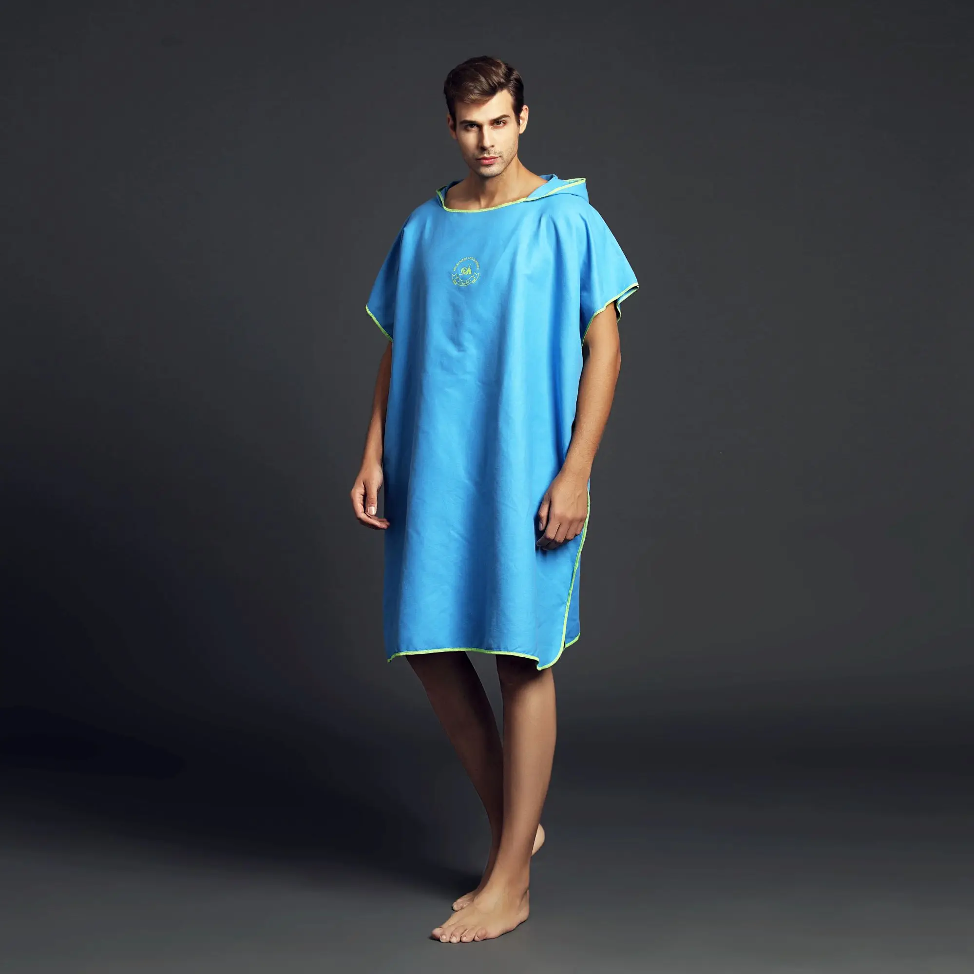 Hiturbo Instant dry absorbent microfiber suede beach surf cape Swimming towel plain hooded changing robe