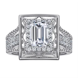 TL-441 Vintage designs 1.0 ct radiant cut diamonds inserted 925 sterling silver rings women engagement rings