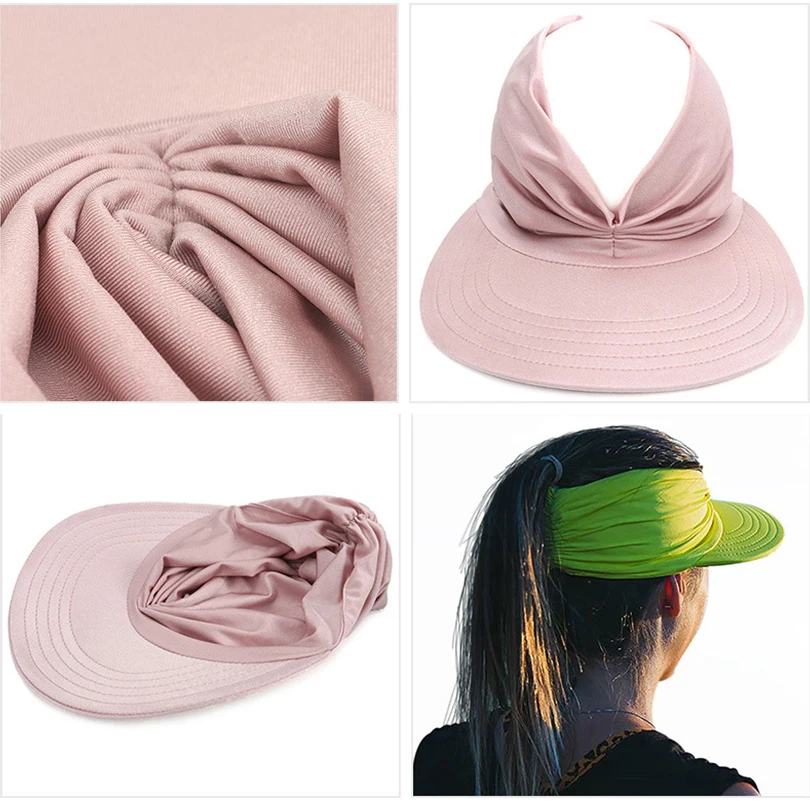 Summer Women Men Sun Hat Candy Color Empty Top Soft Breathable Sunscreen Hat Visor Caps Bicycle Sunshade Hats