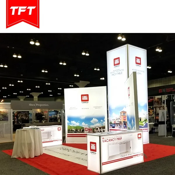 Easy To Install Customized Portable Textiles Frame Led Illuminated Trade Show Display Stand De Feria