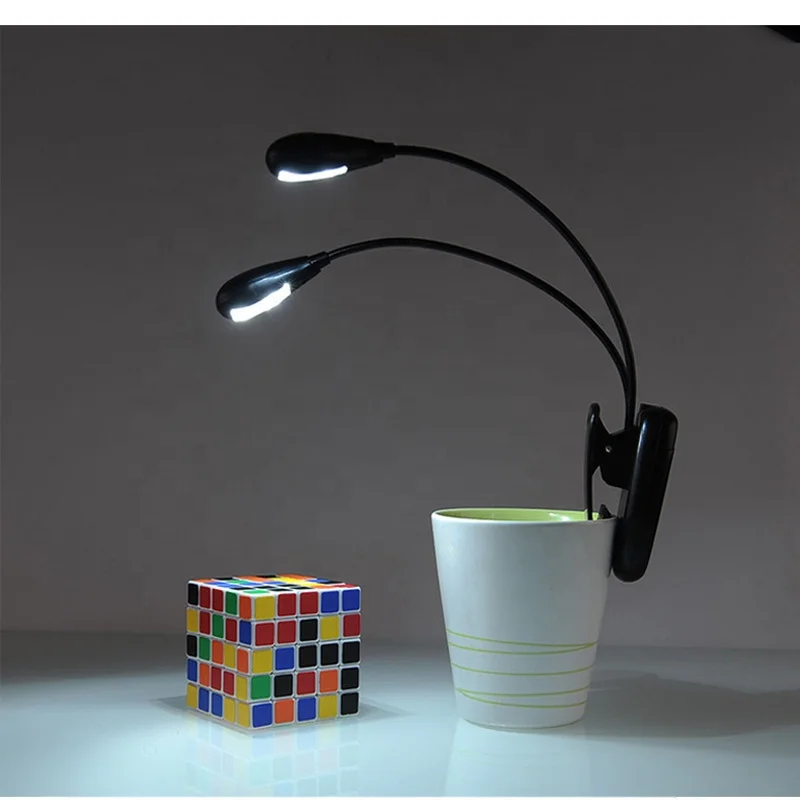 Adjustable Double Pole Book Lamp Goosenecks Clip on LED Lamp for Music Stand and Book Reading Light Book Led Light