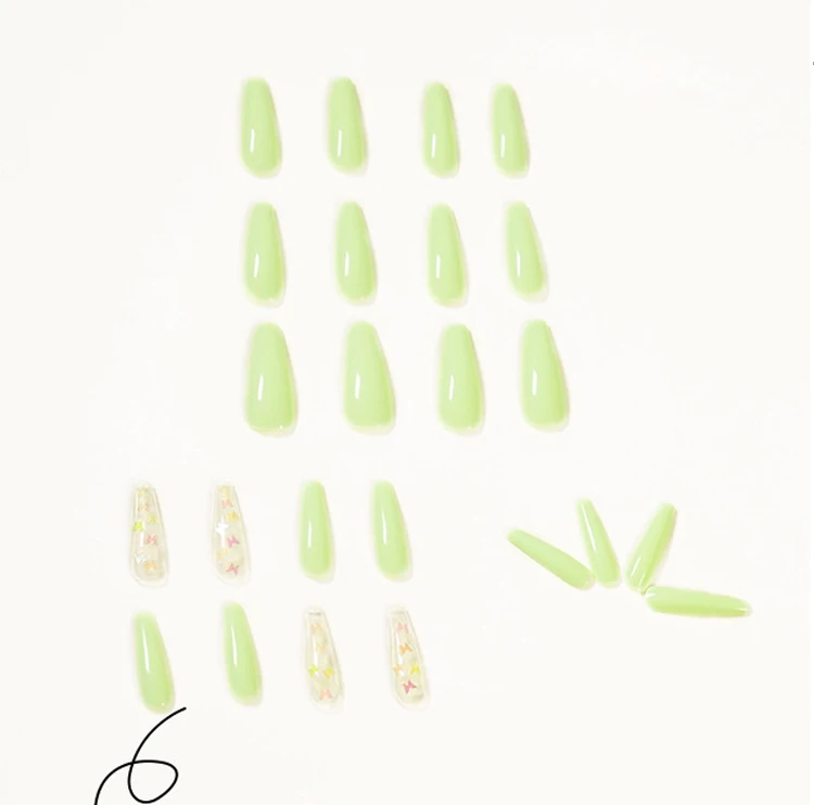 
Nail Art Tips 24 pieces/box Full Cover Ballet Press On Nails Color False Strips Pre-Designs Pink Butterfly Coffin Nails 